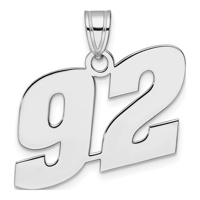 14K White Gold Block Number 92 Pendant