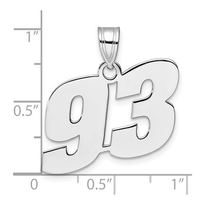 14K White Gold Number 93 Pendant – view 4