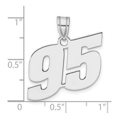 14K White Gold Block Number 95 Pendant – view 4