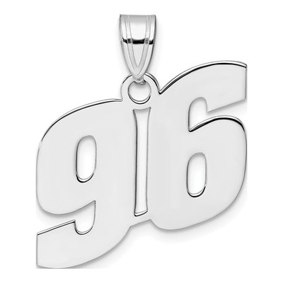 14K White Gold Number 96 Pendant