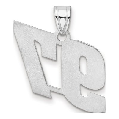 14K White Gold Block Number 97 Pendant – view 3
