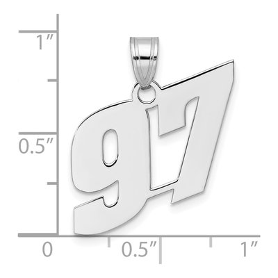 14K White Gold Block Number 97 Pendant – view 4