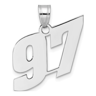 14K White Gold Block Number 97 Pendant