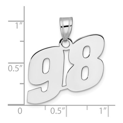 14K White Gold Number 98 Pendant – view 4
