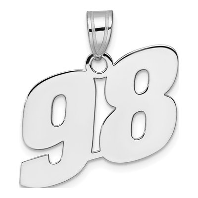 14K White Gold Number 98 Pendant