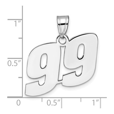 14K White Gold Block Number 99 Pendant – view 4