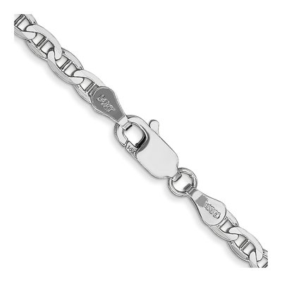 14K White Gold 3mm Concave Anchor Chain – view 3