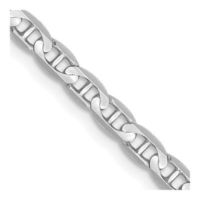 14K White Gold 3mm Concave Anchor Chain