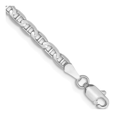 14K White Gold 8in Anchor Chain Bracelet | Lobster