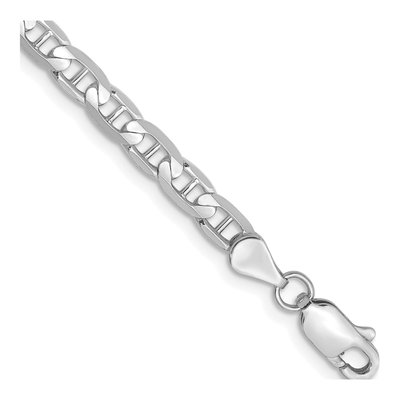 14K White Gold 3.75mm Concave Anchor Chain Bracelet
