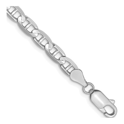 14K White Gold 4.5mm 7-inch Concave Anchor Chain Bracelet