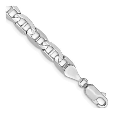 14K White Gold 5.25mm Concave Anchor Chain Bracelet