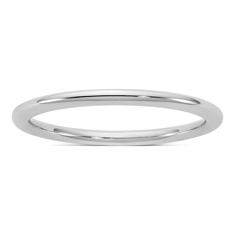 14K White Gold Rhodium-Plated 1.5mm Standard Comfort Fit Band Size 5.5