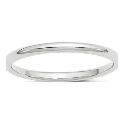 14K White Gold 2mm Domed Comfort-Fit Wedding Band
