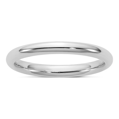 14K White Gold 2.5mm Domed Comfort-Fit Wedding Band