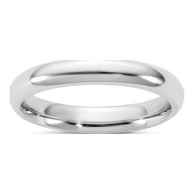 14K White Gold 3.5mm Domed Comfort-Fit Wedding Band