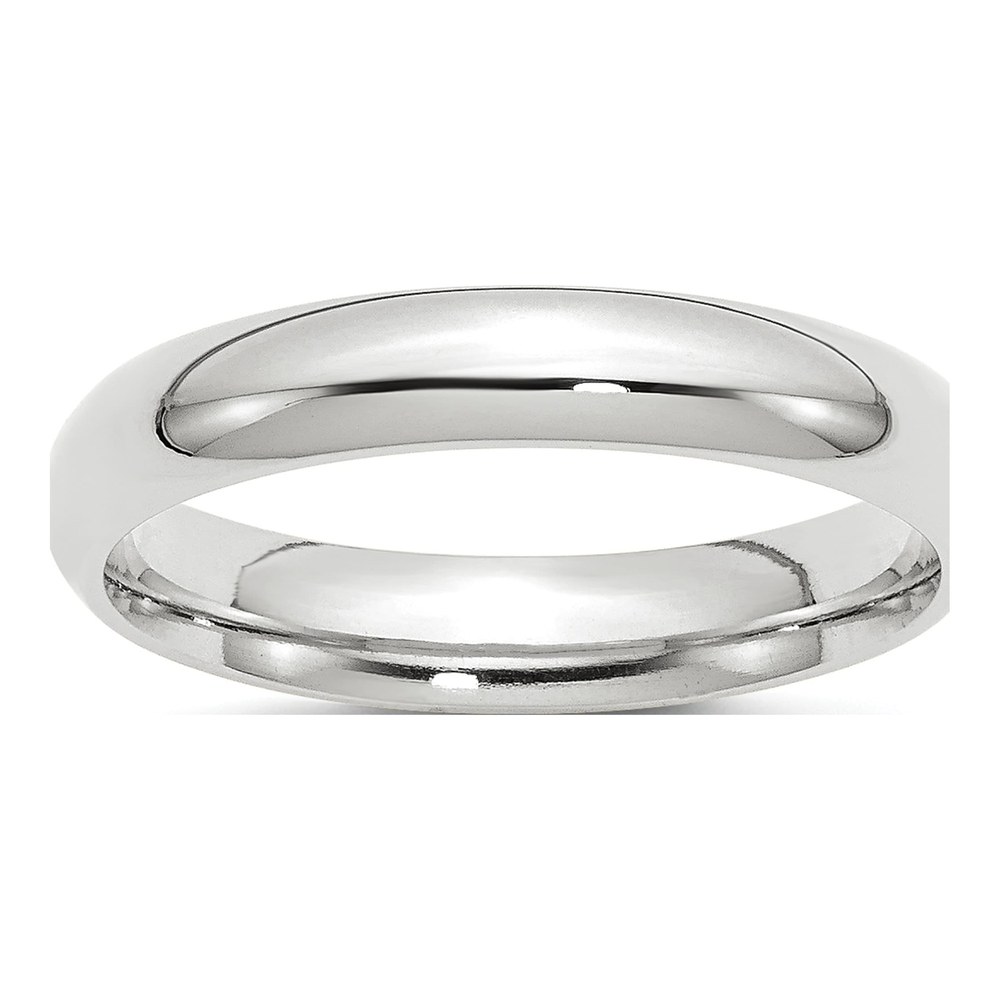 14K White Gold Rhodium-Plated 4mm Standard Weight Comfort Fit Wedding Band Size 4