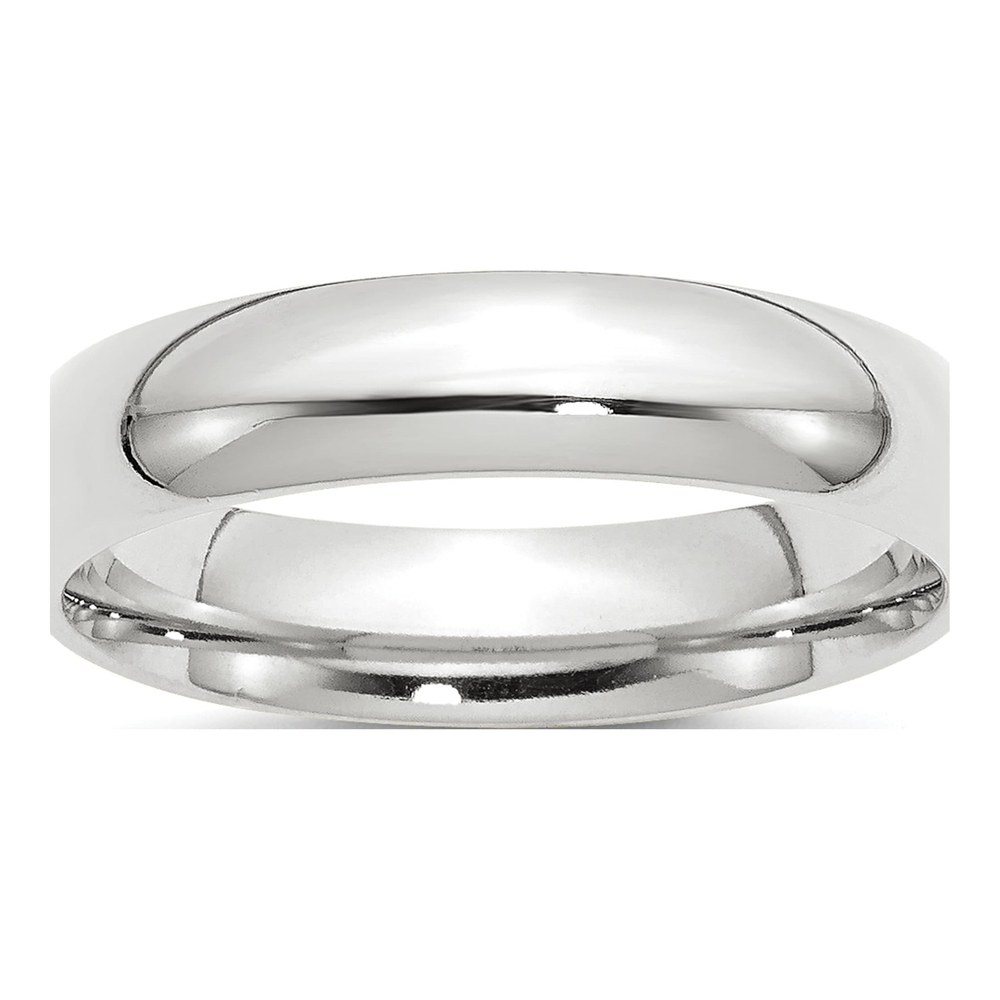 14K White Gold Rhodium-Plated 5mm Standard Weight Comfort Fit Wedding Band Size 4