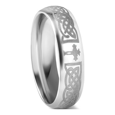 14K White Gold 6mm Domed Comfort-Fit Wedding Band – view 8