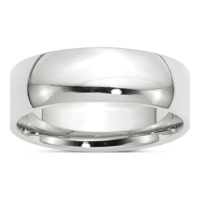 14K White Gold 7mm Domed Comfort-Fit Wedding Band