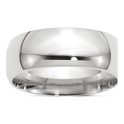 14K White Gold 8mm Domed Comfort-Fit Wedding Band