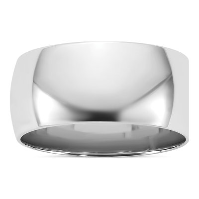 14K White Gold 9mm Domed Comfort-Fit Wedding Band