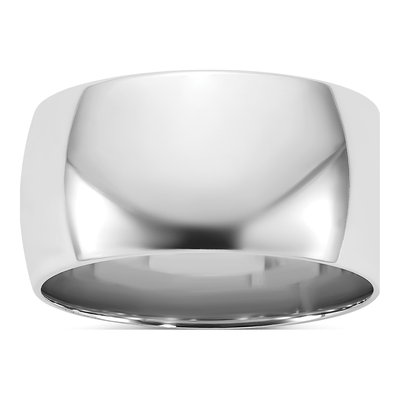 14K White Gold 10mm Domed Comfort-Fit Wedding Band
