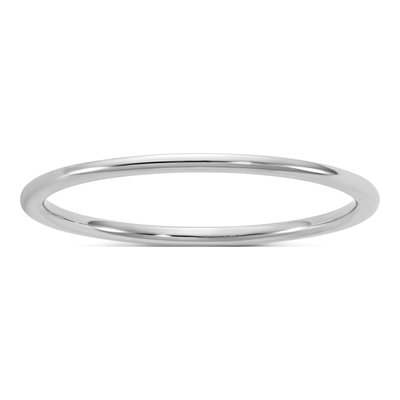 14K White Gold 1mm Domed Comfort-Fit Wedding Band