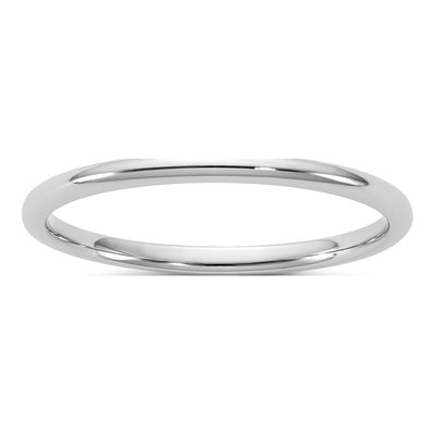14K White Gold 1.5mm Domed Comfort-Fit Wedding Band