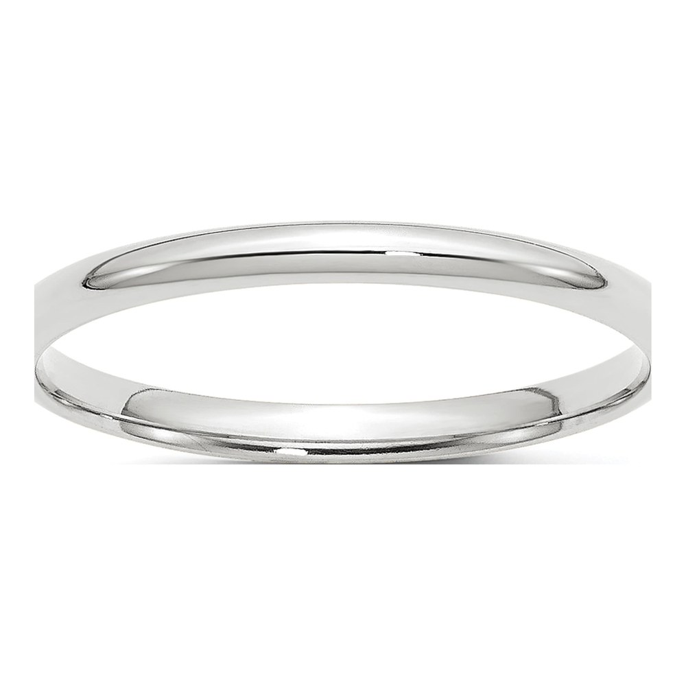 14K White Gold Rhodium-Plated 2mm Lightweight Comfort Fit Wedding Band Size 4