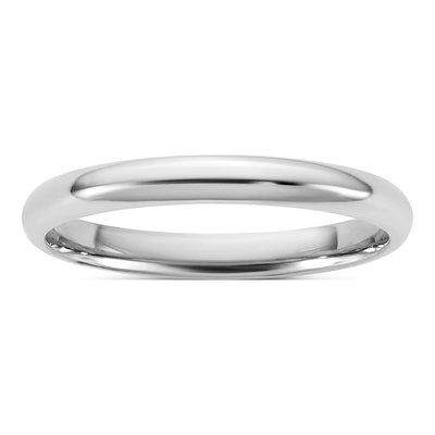 14K White Gold 2.5mm Domed Comfort-Fit Wedding Band
