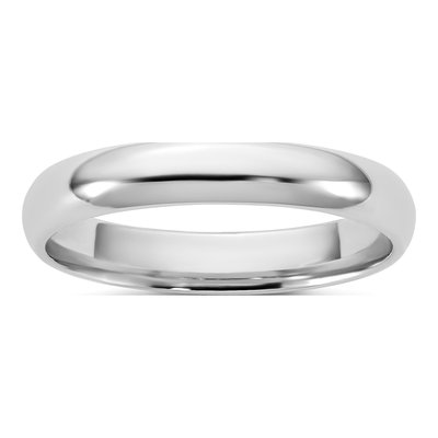14K White Gold 3.5mm Domed Comfort-Fit Wedding Band