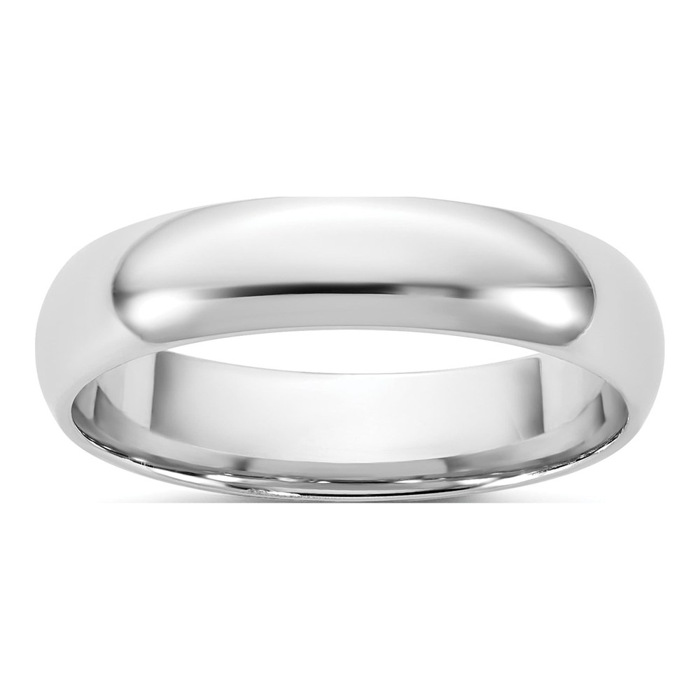 14K White Gold Rhodium-Plated 4.5mm Light-Weight Comfort Fit Band Size 5.5