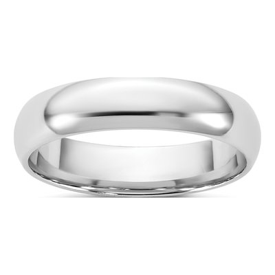 14K White Gold 4.5mm Domed Comfort-Fit Wedding Band