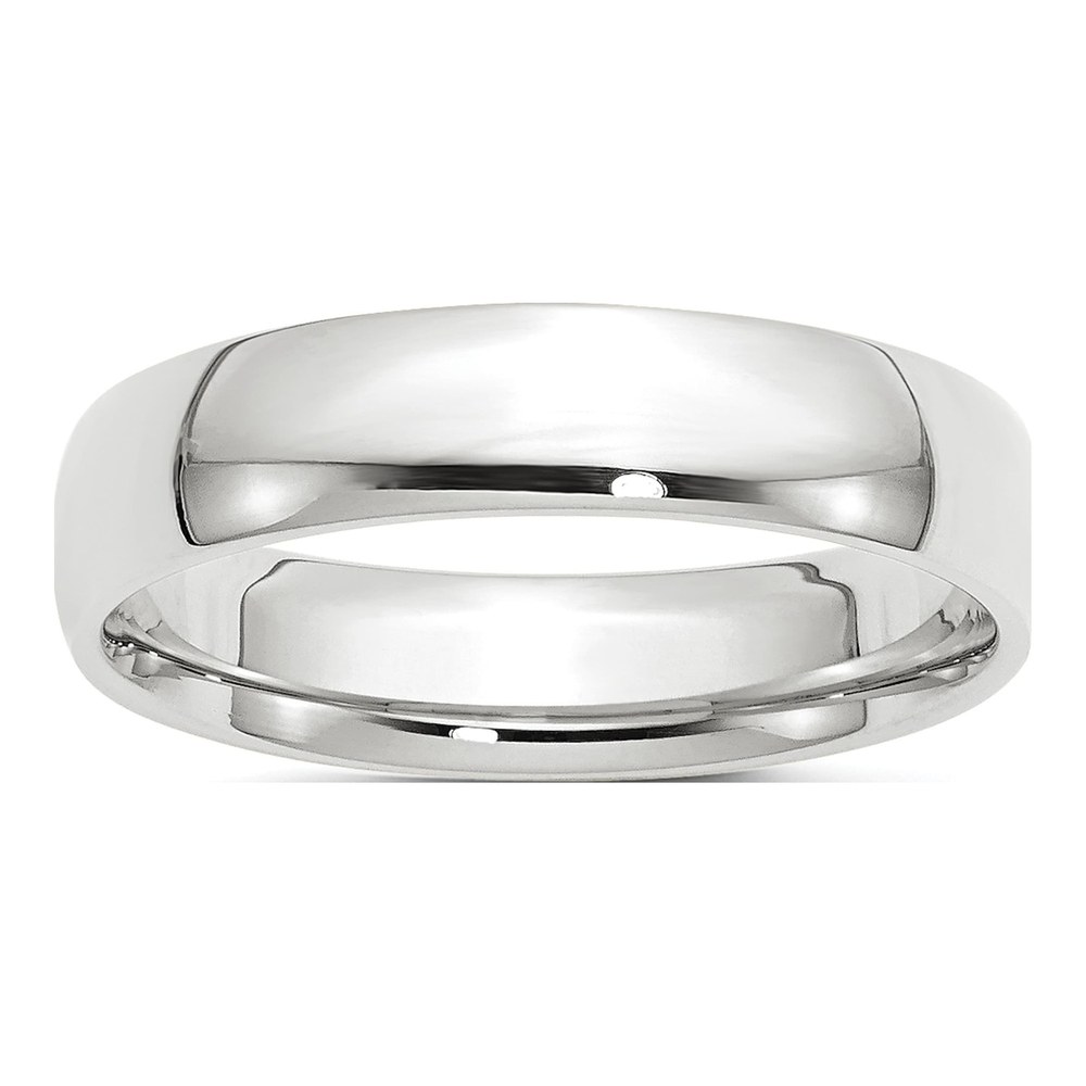 14K White Gold Rhodium-Plated 5mm Lightweight Comfort Fit Wedding Band Size 4