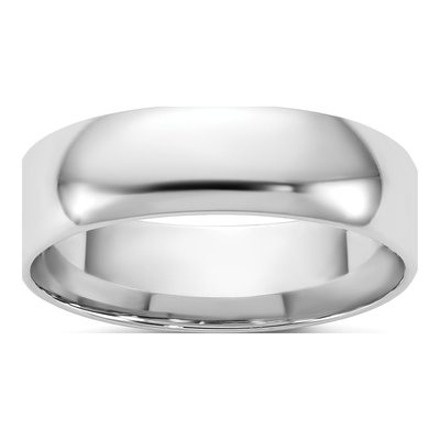 14K White Gold 5.5mm Domed Comfort-Fit Wedding Band