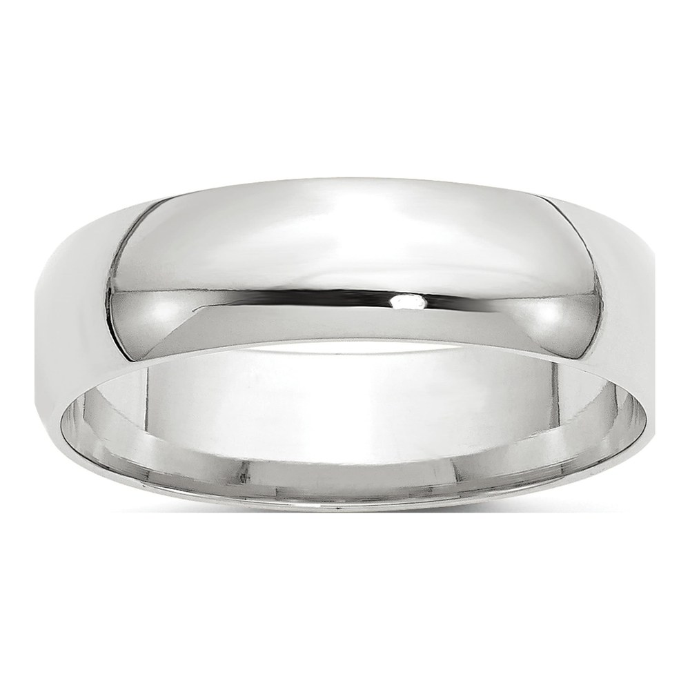 14K White Gold Rhodium-Plated 6mm Lightweight Comfort Fit Wedding Band Size 4