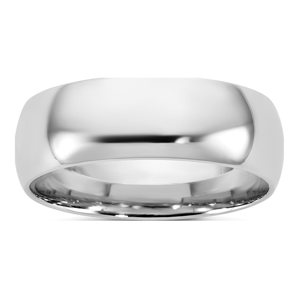 14K White Gold Rhodium-Plated 6.5mm Light-Weight Comfort Fit Band Size 5