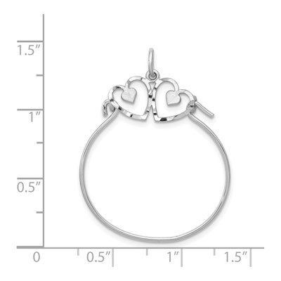 14K White Gold Diamond-Cut Heart Holder Pendant – view 4