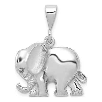 14K White Gold Elephant Pendant