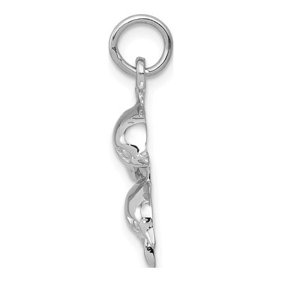 14K White Gold Dolphin Pair Charm Pendant – view 3