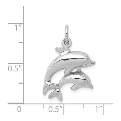 14K White Gold Dolphin Pair Charm Pendant – view 5