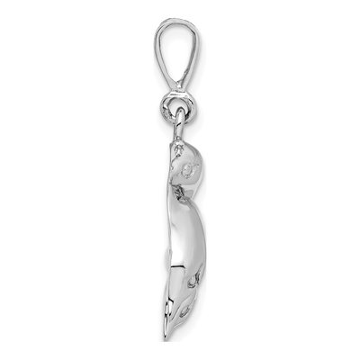 14K White Gold Dolphin Charm Pendant – view 2
