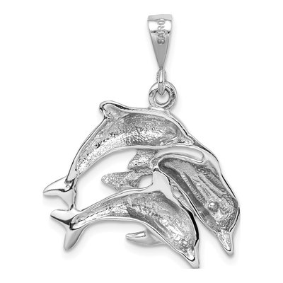 14K White Gold Dolphin Charm Pendant – view 3