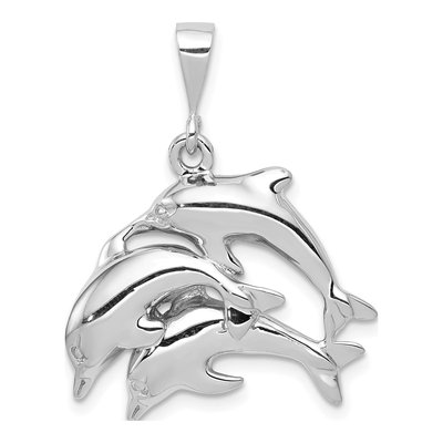 14K White Gold Dolphin Pendant