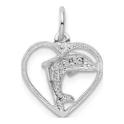 14K White Gold Dolphin Heart Pendant – view 4