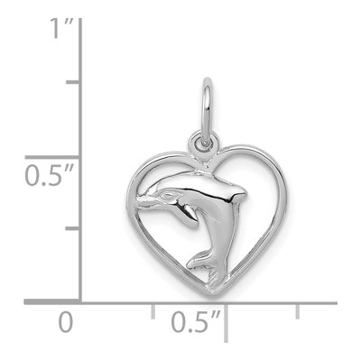 14K White Gold Dolphin Heart Pendant – view 5