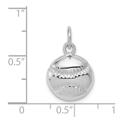 14K White Gold Baseball Pendant – view 5