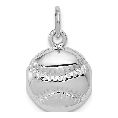 14K White Gold Baseball Pendant