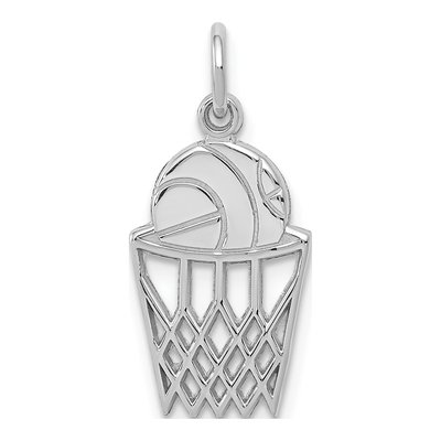 14K White Gold Basketball Net Pendant